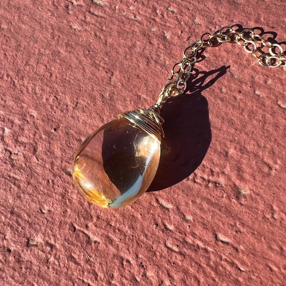 Natural Citrine Pendant Solid 14k Gold , November Birthstone , 13th Anniversary - Picture 6 of 7